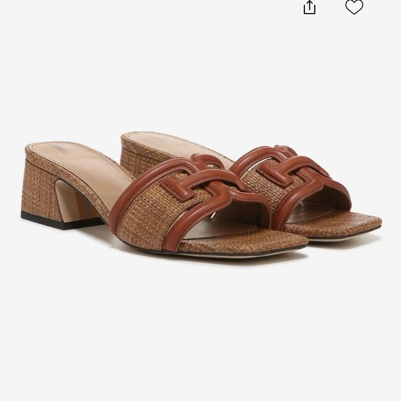 Sam Edelman Shoes - Sam Edelman Waylon Leather and Raffia Double E Logo Slide Sandals
